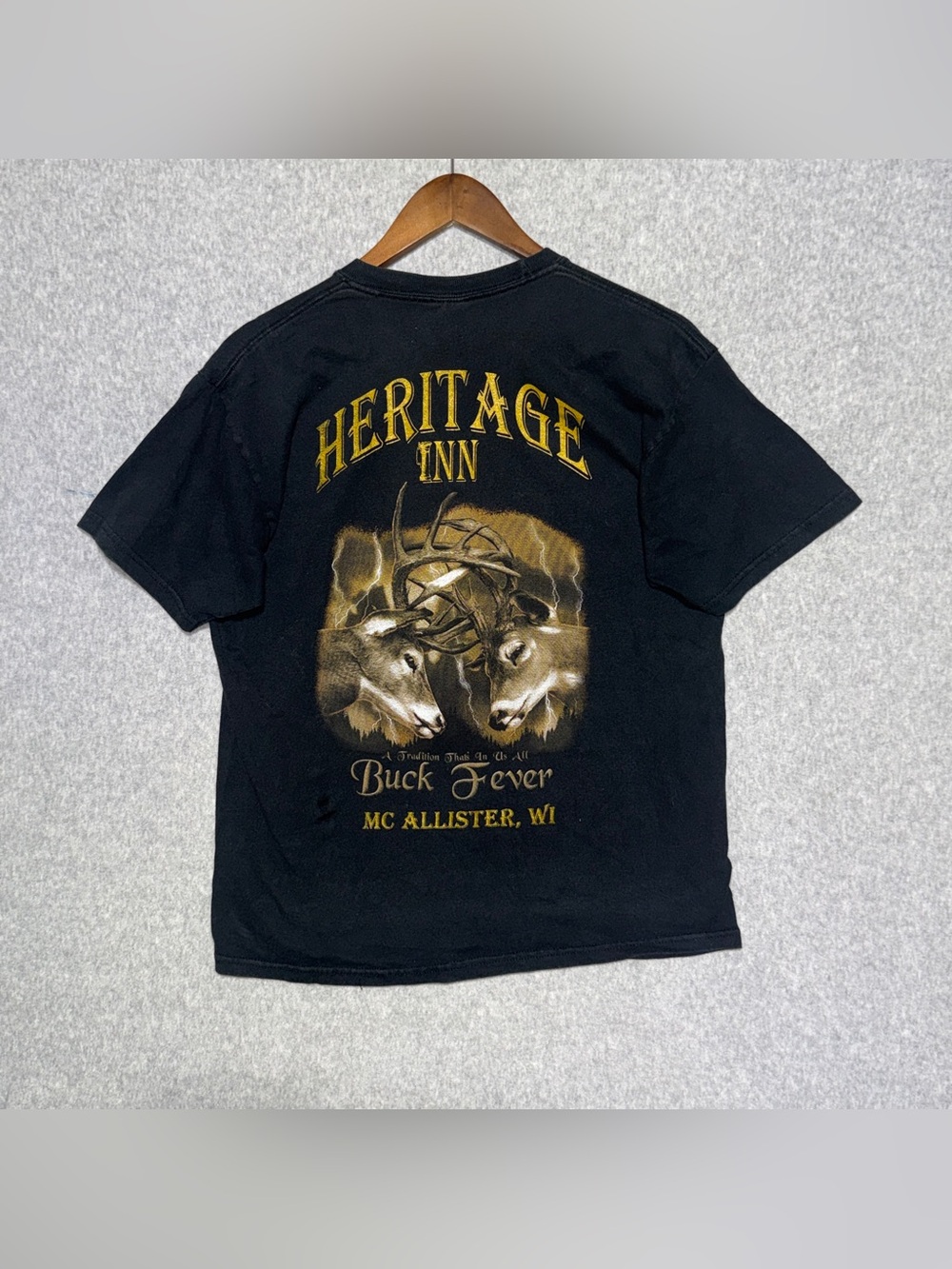 Jerzees Black Short-Sleeve Tee with Gold Deer Graphic